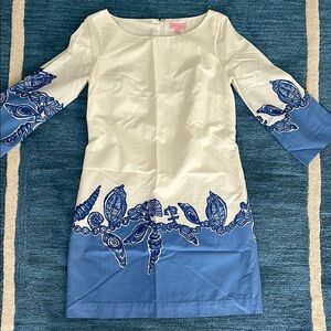 EUC Lilly Pulitzer Shift Dress w Nautical Print and Bell Sleeves